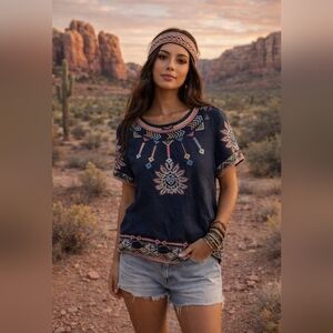 Tolani Gael Top Navy NWT